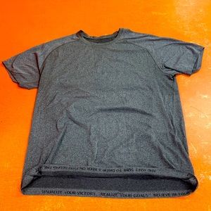 Grey Lululemon workout/running tee shirt. Dri sport